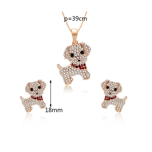 LRC Perhiasan Set Fashion Rose Gold Dogs Shape E57834