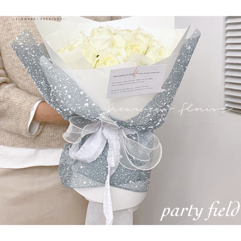 [10LEMBAR] TXT Flower bouquet wrapping snowy / kain buket bunga / kertas buket bunga