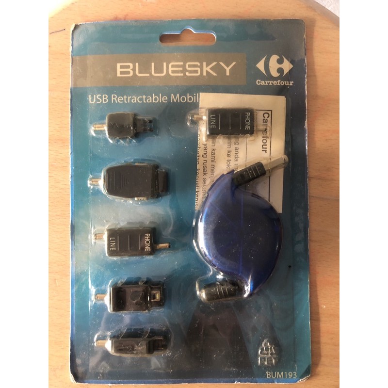 Bluesky USB Retractable Mobile Charger HP motorola, nokia, ericsson, samsung, siemens