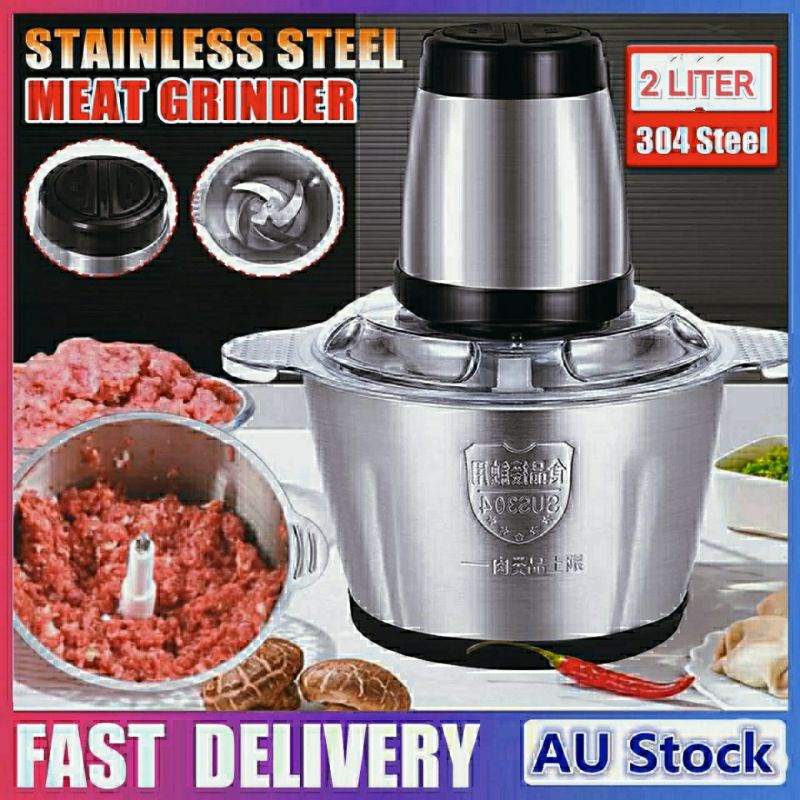 Blender Elektrik Stainless Steel Chopper Penggiling Daging Meat 2L