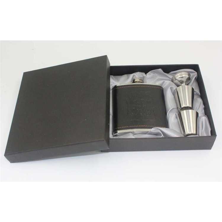 One Two Cups Botol Bir Hip Flask Stainless Leather 7Oz with Shot Glass