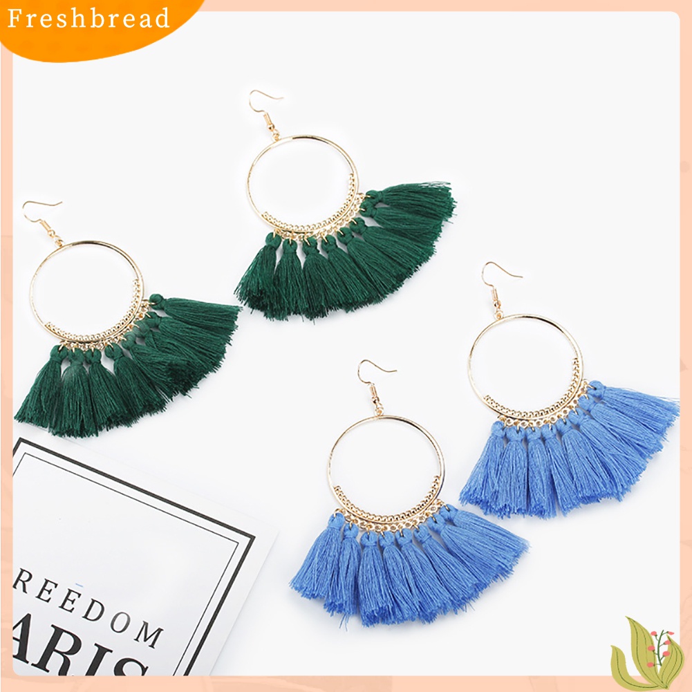 Fresh| Anting Kait Gantung Wanita Desain Rumbai Gaya Bohemian Untuk Pesta / Hadiah