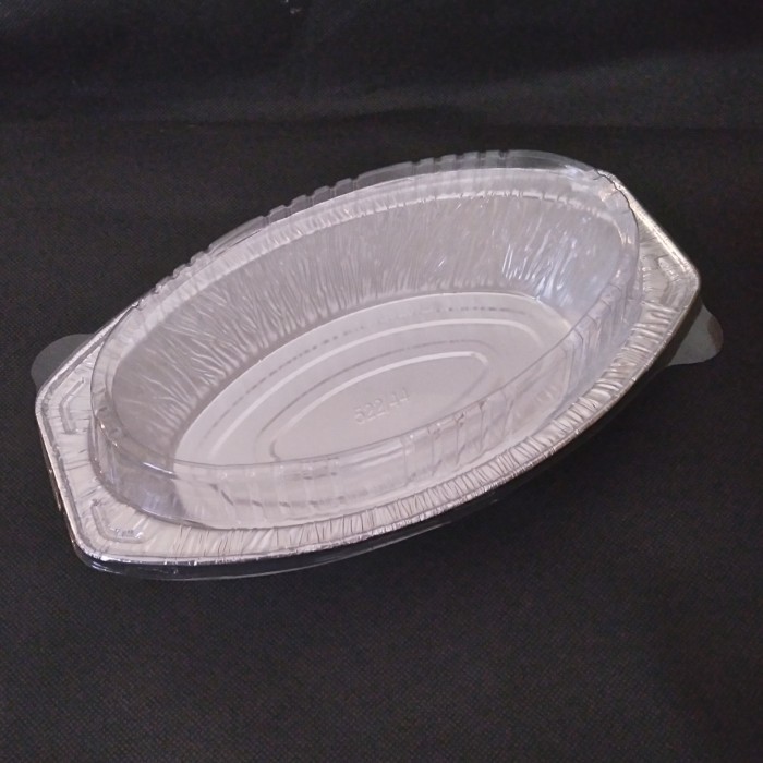 almunium foil OVAL perahu sedang kode 552/44+tutup/atau size 12x21x5cm