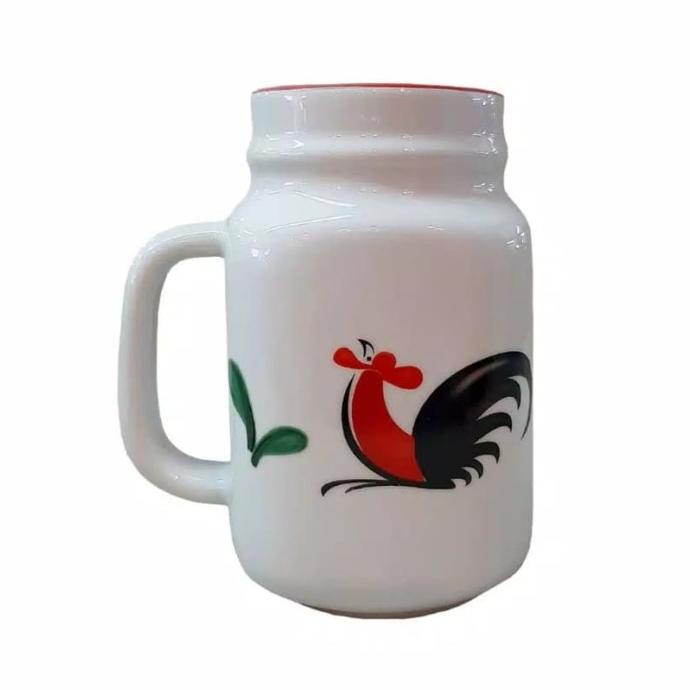 :>:>:>:>] mug jar cangkir gelas motif ayam jago keramik