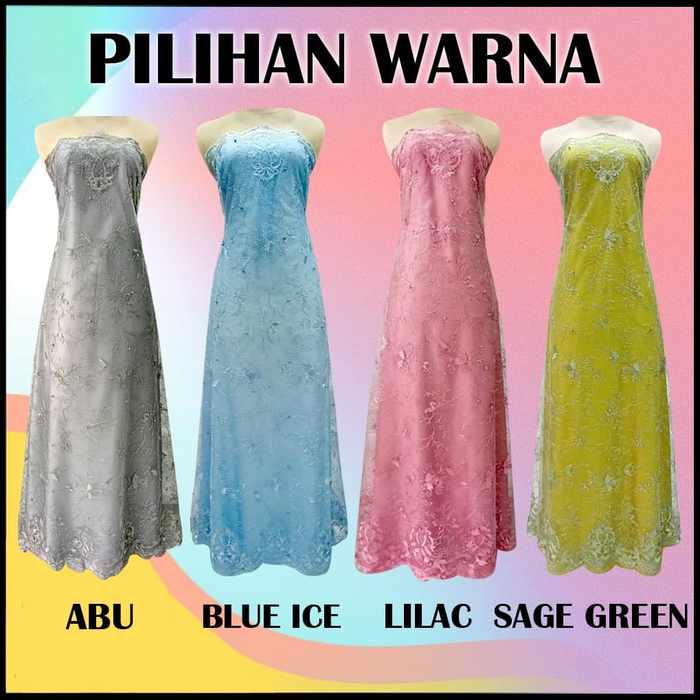 Bahan bakal brukat tile mutiara baju kebaya kurung melayu meteran