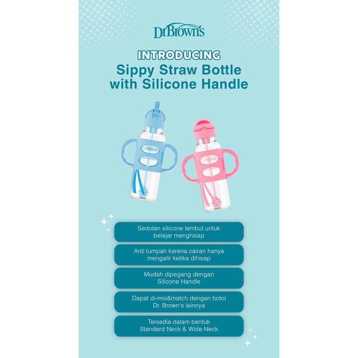 Dr. Brown's Narrow Sippy Bottle w/ Silicone Handle 250ml 81101 / 81102