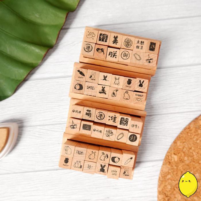 

Art / Cute Mini Wood Stamp Set 12Pc / Stempel Kayu Karakter - ..A