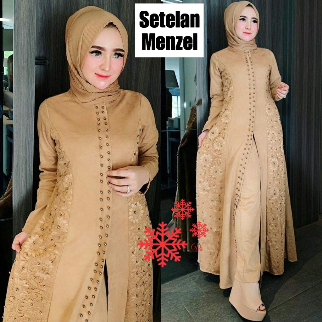 SET MENZEL SETELAN MOSCREPE KOMBI BRUKAT TULANG BUSUI  SIZE JUMBO (L, XL, XXL)