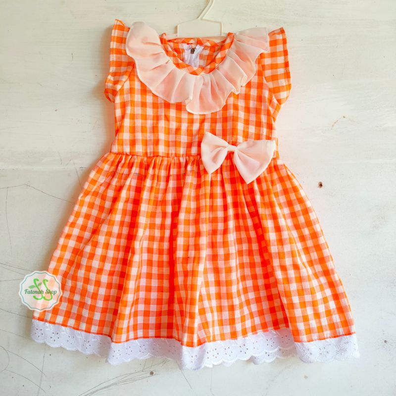 Dress Anak 1 2 gaun kotak anak cewek perempuan ( dress likenia kotak )