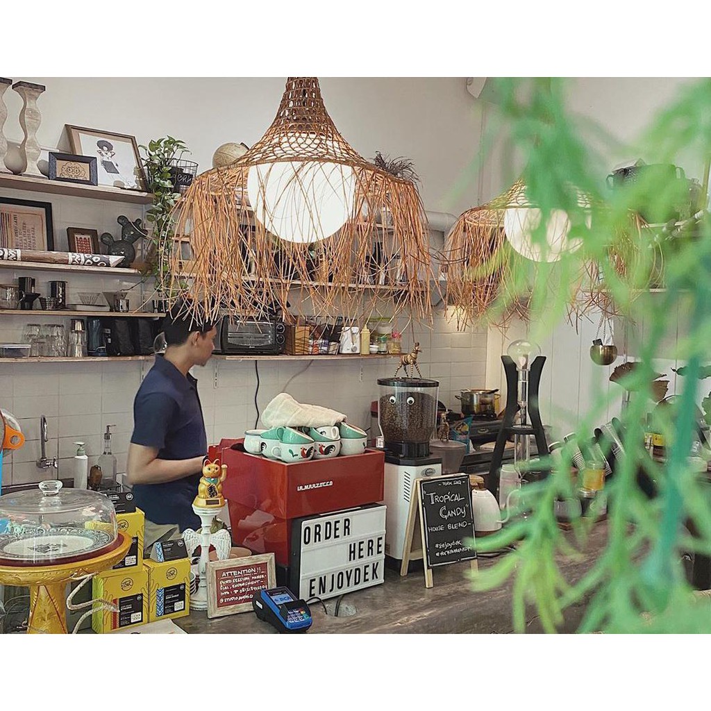 Kap Lampu Bambu Serabut (rumbai) Restoran