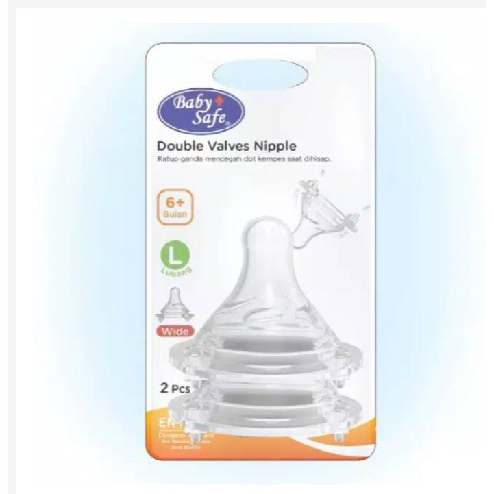 2pcs Baby Safe dot nipple Wide neck Uk M L XL babysafe wideneck Bisa Untuk Botol Pigeon CBKS