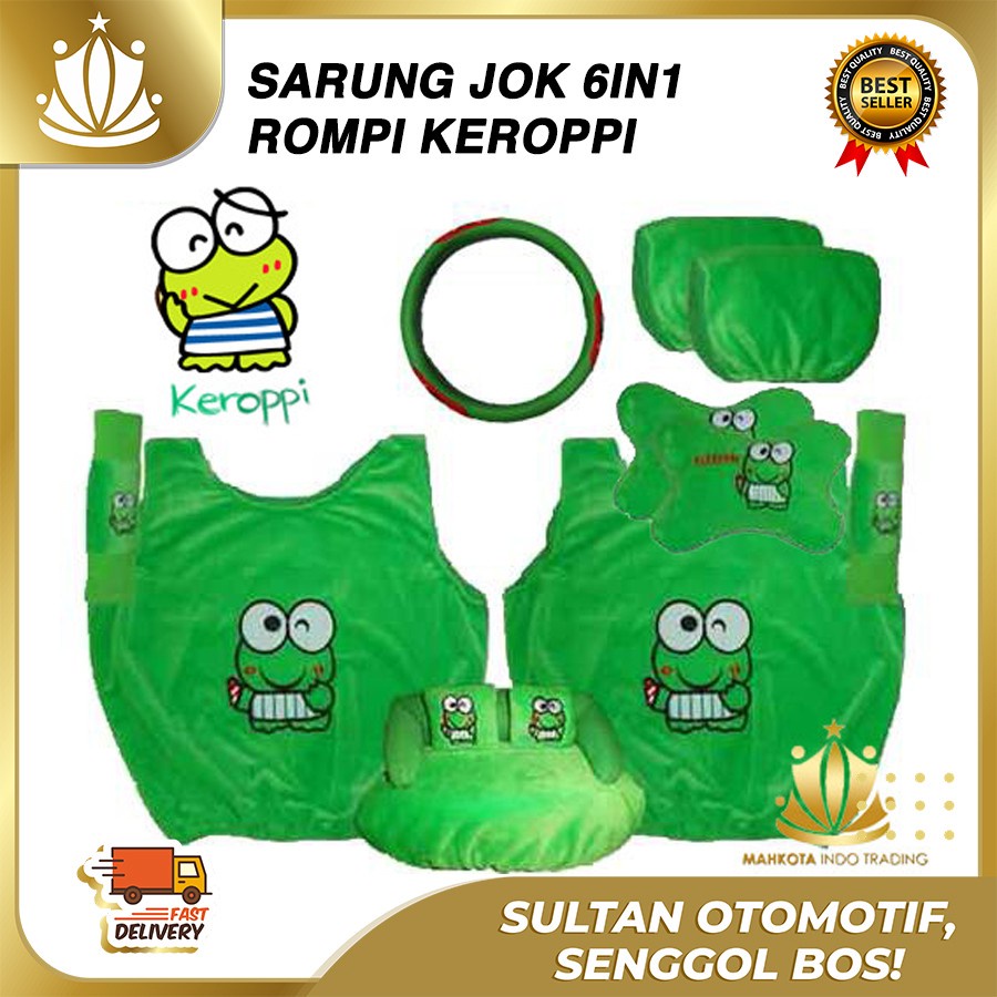 Sarung Jok Mobil Universal 6 in 1 / Bantal Mobil / Car Set Mobil Keroppi / Keropi 6in1