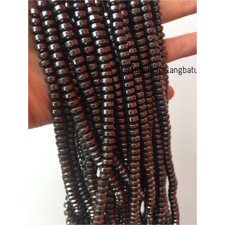 spacer bahan brustin hematite badar besi 6mm bulat cincin untuk gelang kalung blustin non magnetic