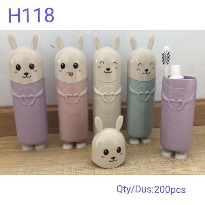 LT- [200GR] TEMPAT SIKAT GIGI BUNNY - TRAVEL SET Toothbrush Holder Tempat Odol dan Sikat Gigi Kamar Mandi LUCU