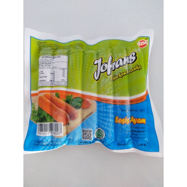 

Jofrans Sosis Ayam 360 gr isi 15 pcs