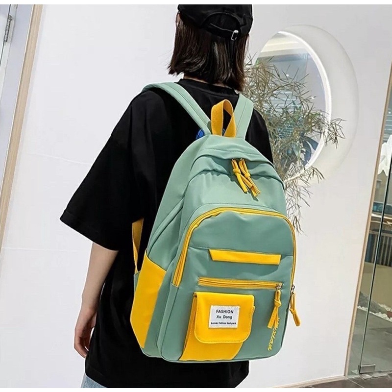 Backpack Korea tas ransel wanita Korea simple polos elegant tas sekolah tas kerja