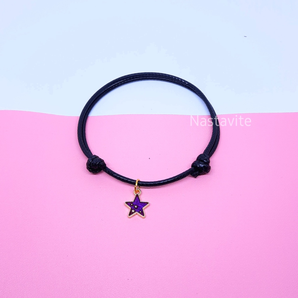 Gelang Couple pasangan sahabat bestie aesthetic liontin bulan dan bintang tali korea murah