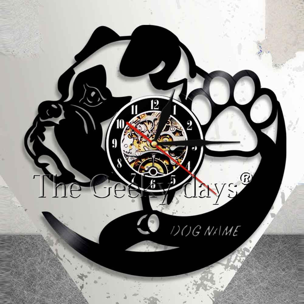 Personalized Dog Wall Clock Different Dog Breeds Custom Vinyl Record Wall Clock Home