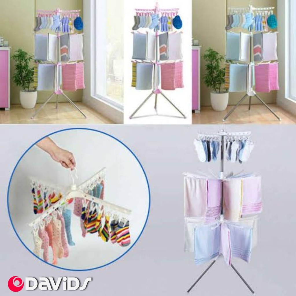 Jemuran Lipat Portable Stand Hanger Baju Gantungan Berdiri