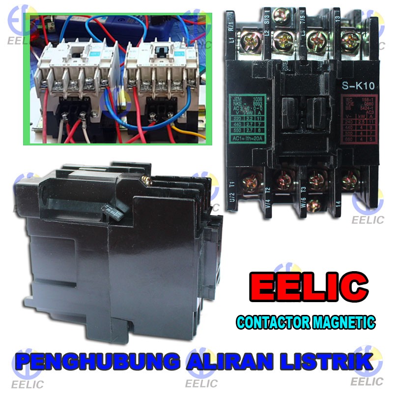 Eelic Com Sk10 Contactor Ac Magnetic 3p 380v 50 60 Hz Coil Shopee Indonesia