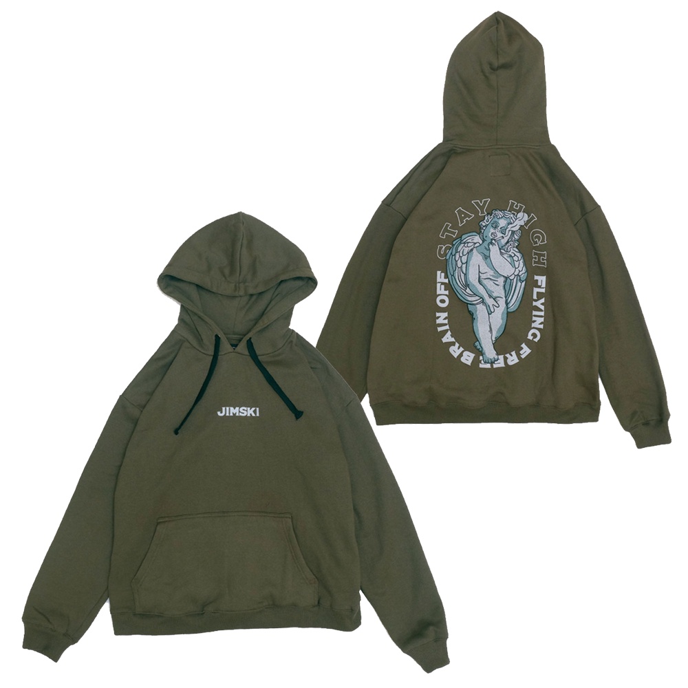 HOODIE ELLIOT  JACKET HIJAU OLIVE SIZE M - XXL / FLEECE / COWOK CEWEK / ORIGINAL / FREE STICKER