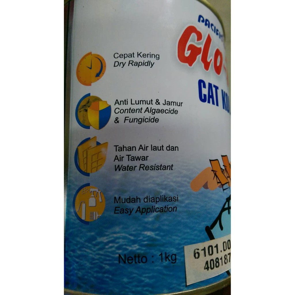 Cat Kolam Glotex Biru Putih 1 Kg / Kolam Ikan Renang Berenang Bak Air