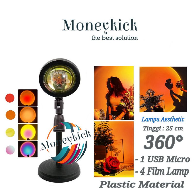 Lampu Sunset Lampu Fill Proyektor Lampu Aesthetic Led Motif Matahari Terbenam Warna Pelangi Sunset Red Lampu Aesthetic Efek Matahari