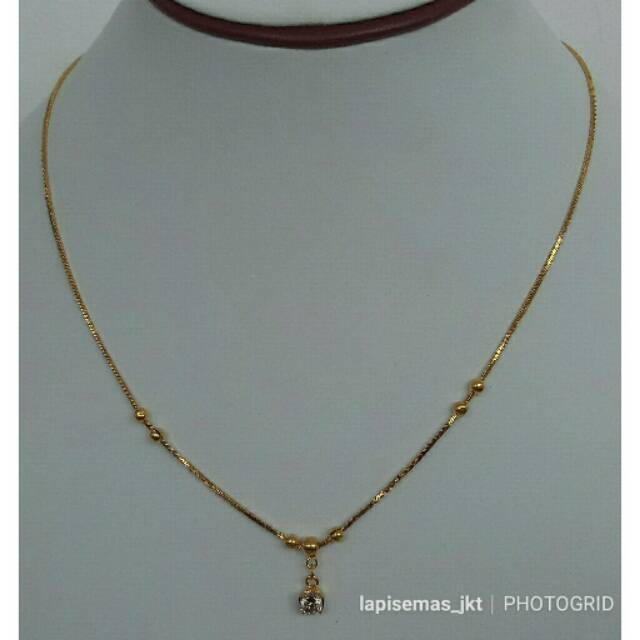 Kalung itali bandul permata lapis emas 24k