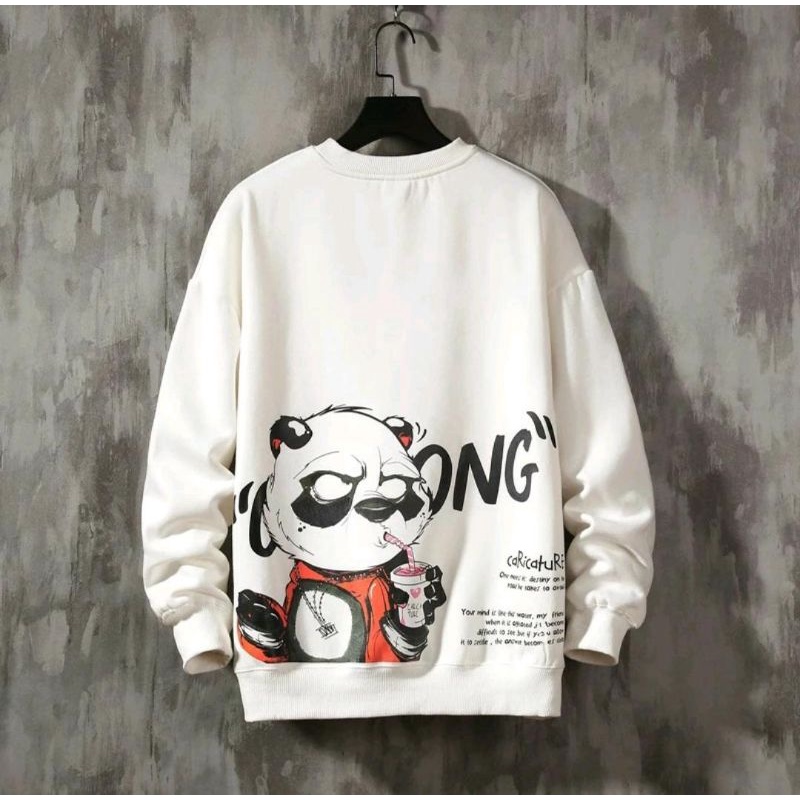 Sweater Pria Cartoong Panda Sweater Big Size Sweater Crewneck Size M - XXL Fleece 4 warna 003