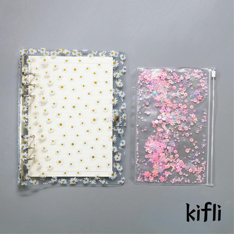 Buku Notebook / Catatan / Diary,A6,Cover PVC Transparan,Motif Bunga Daisy