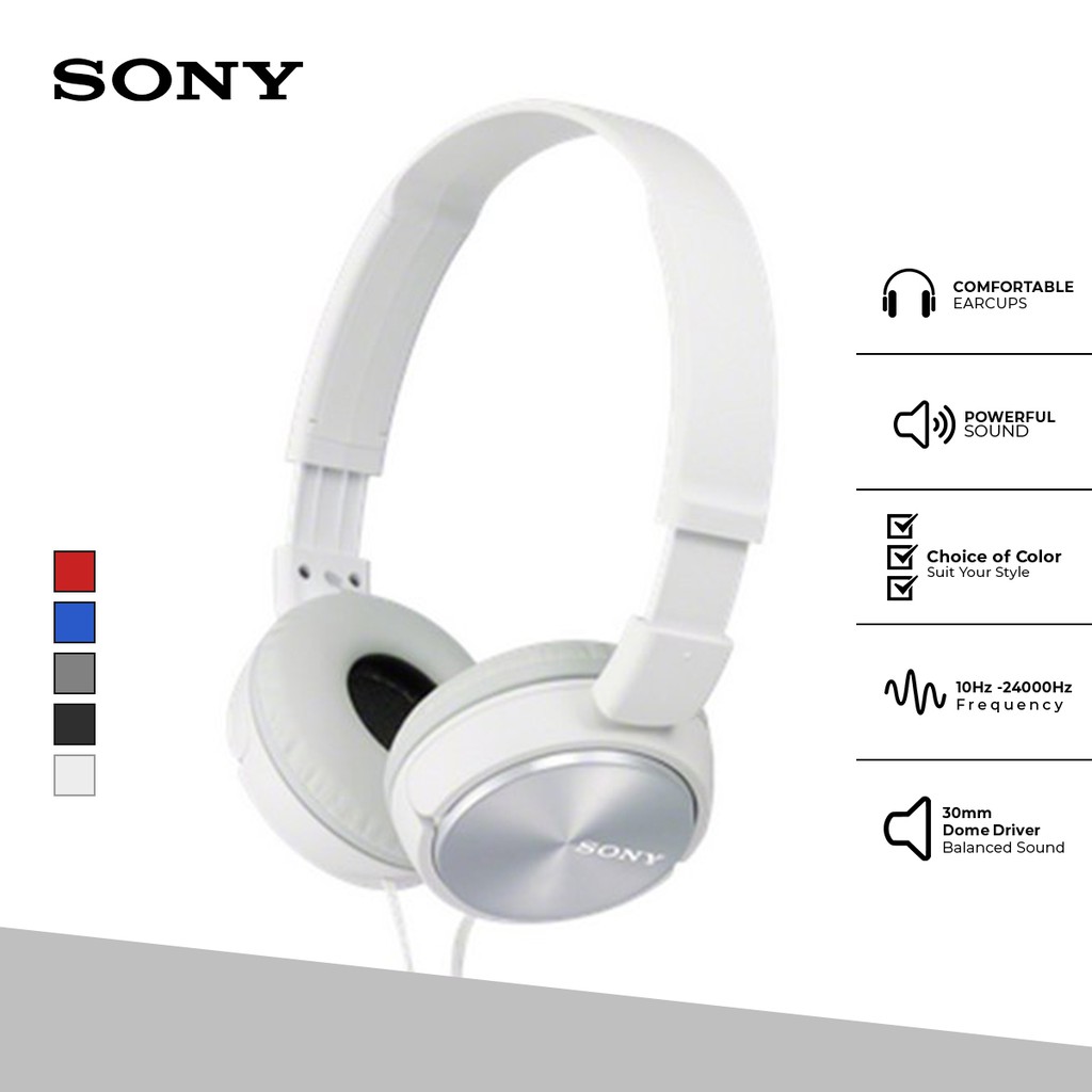 Sony MDR-ZX310AP Headset Mass Model Overbands With Microphone - White Original