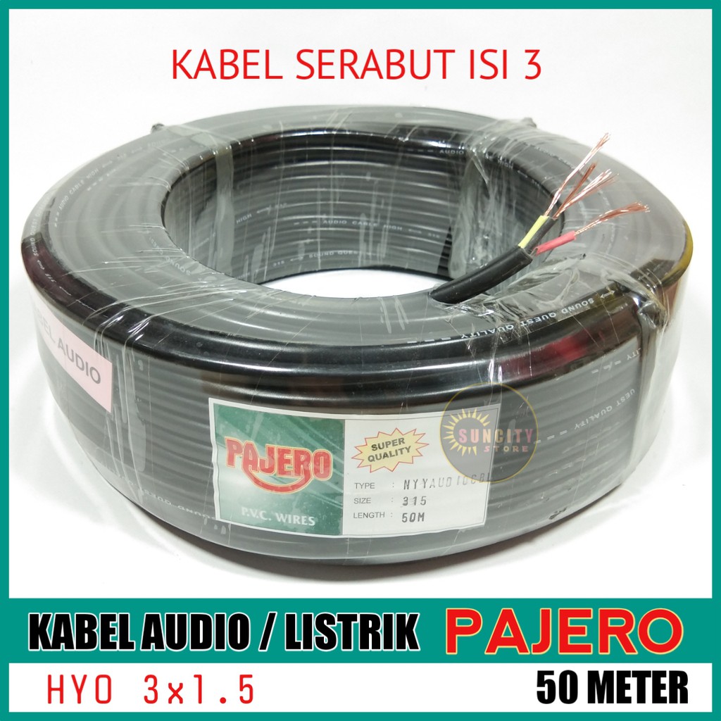 Pajero Kabel Listrik / Audio HYO 3 x 1.5 Hitam - 50 Meter