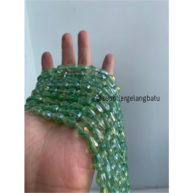 kristal Tetes ceko 13mm x 8mm SOFT GREEN quartz bening bross PREMIUM