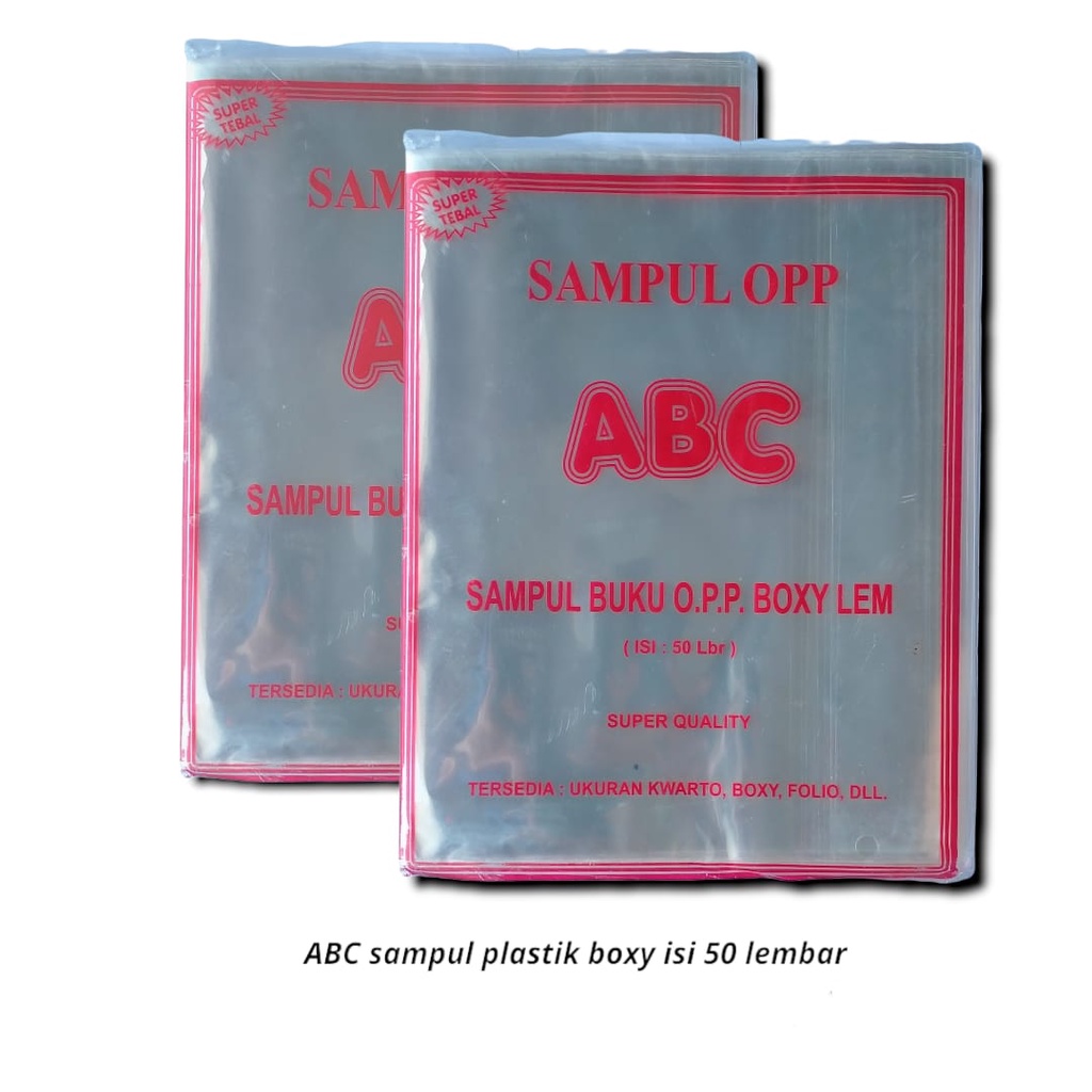 

SAMPUL BUKU TULIS OPP PLASTIK BOXY LEM BESAR ISI 50 LBR