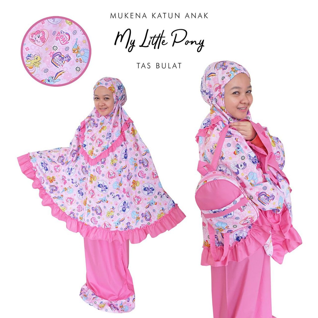 PUSAT MUKENA TASIK - MUKENA ANAK KATUN MY LITTLE PONY TAS BULAT