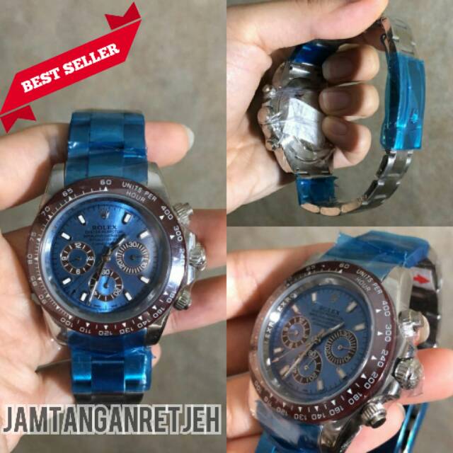 JAM TANGAN PRIA ROLEX DAYTONA SILVER BLUE DIAL STEEL