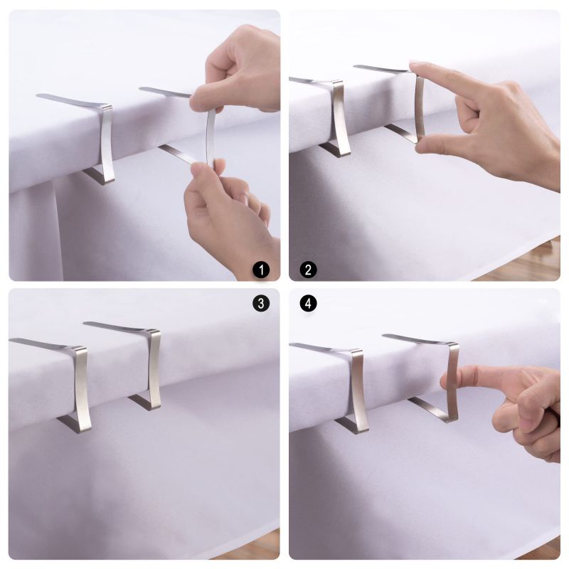 6pcs Klip Penjepit Taplak Meja Adjustable Stainless Table Cloth Holder/Penjepit Taplak Meja Rapih