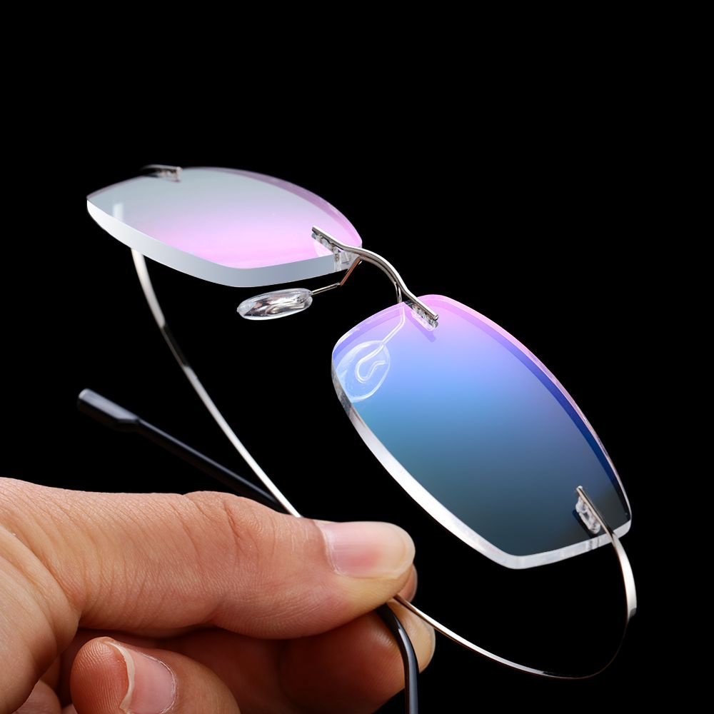 TOP Strength +1.0~+4.0 Memory Titanium Vision Care Rimless Reading Glasses Men and Women Flexible Ultralight Eyewear Presbyopic Eyeglasses/Multicolor