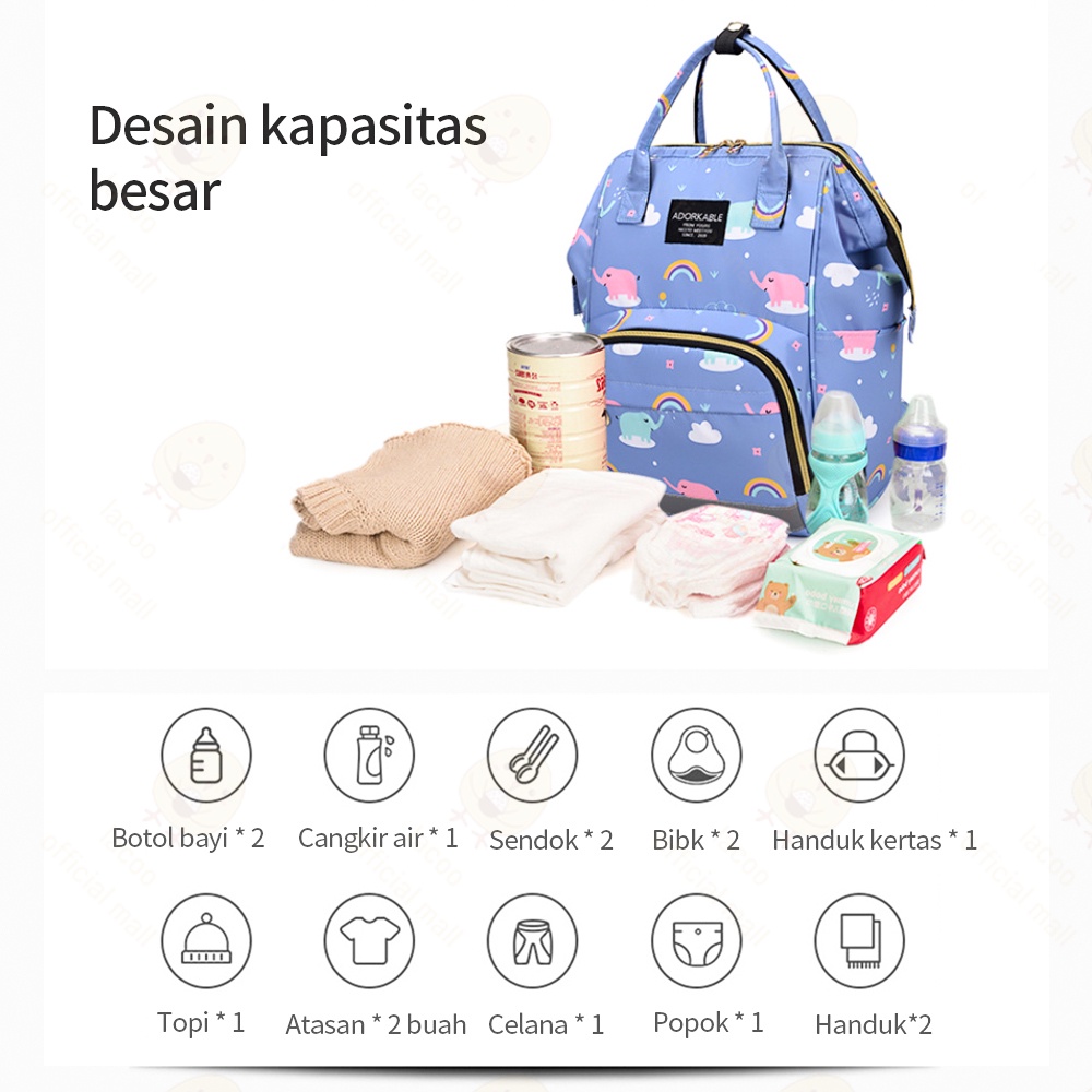 Lacoo Multifungsi diaper bag kartun Tas Perlengkapan bayi tahan air