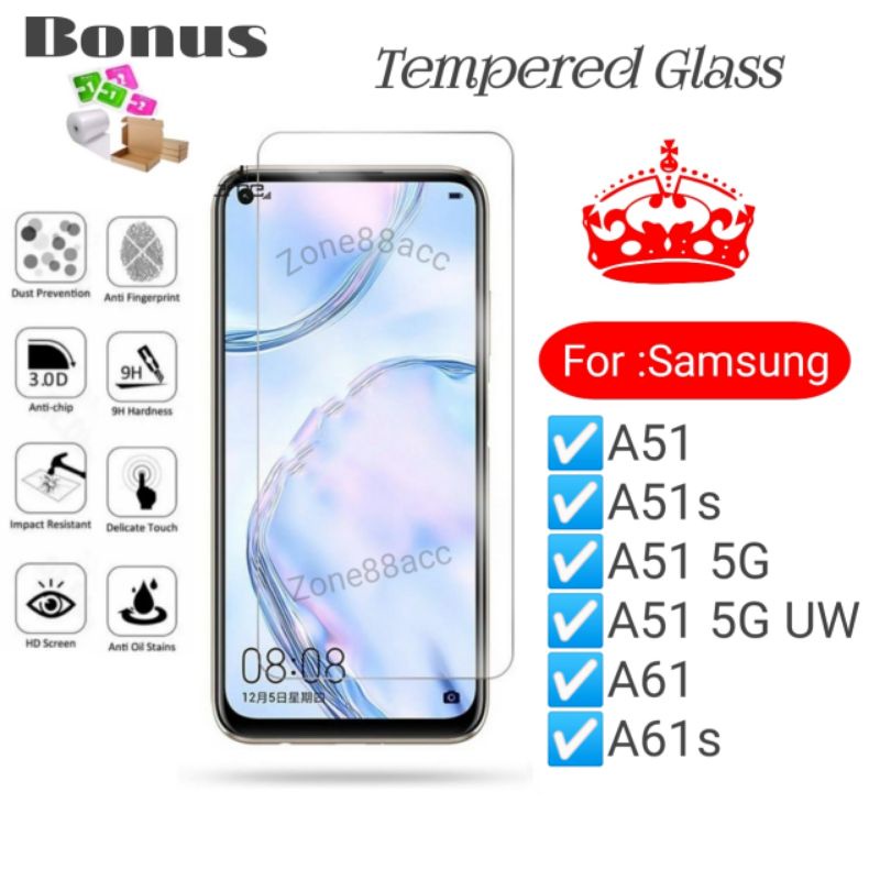 Antigores Tempered Glass Screen Guard protector A51 A51s A61 A61s s 5G UW TG Bening Antiblue Spy Blue light Full Garskin Lensa Lens Pelindung Layar 9D