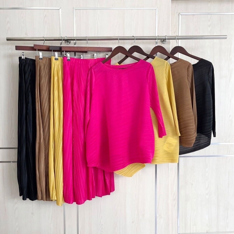 Bangkok Pleat Set Setelan Plisket Bangkok Pleated Prisket Pleats // Baju Atasan bawahan Importt Bang