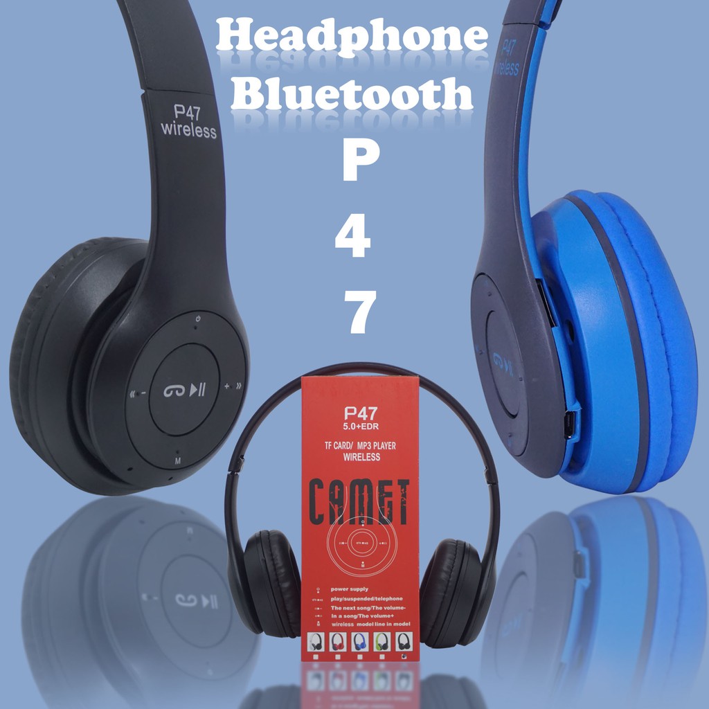 Headset / Headphone / Aerphone / Earphone Bluetooth Stereo 5.0 + EDR Wireless Portable P47 Extra Bass