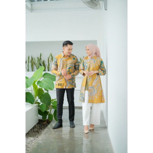 BATIK COUPLE ORI KANZA TUNIK KEMEJA ATASAN BATIK BAHAN KATUN PRIMA HALUS SERAGAM KANTOR