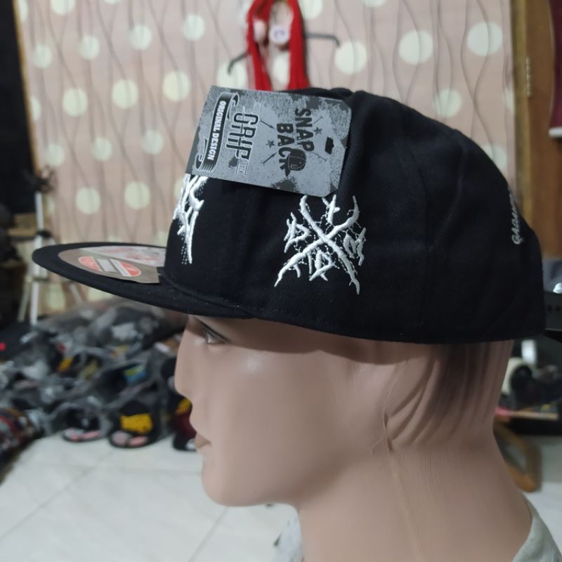 Topi Snapback metal distro pria Bordir Gore infomous