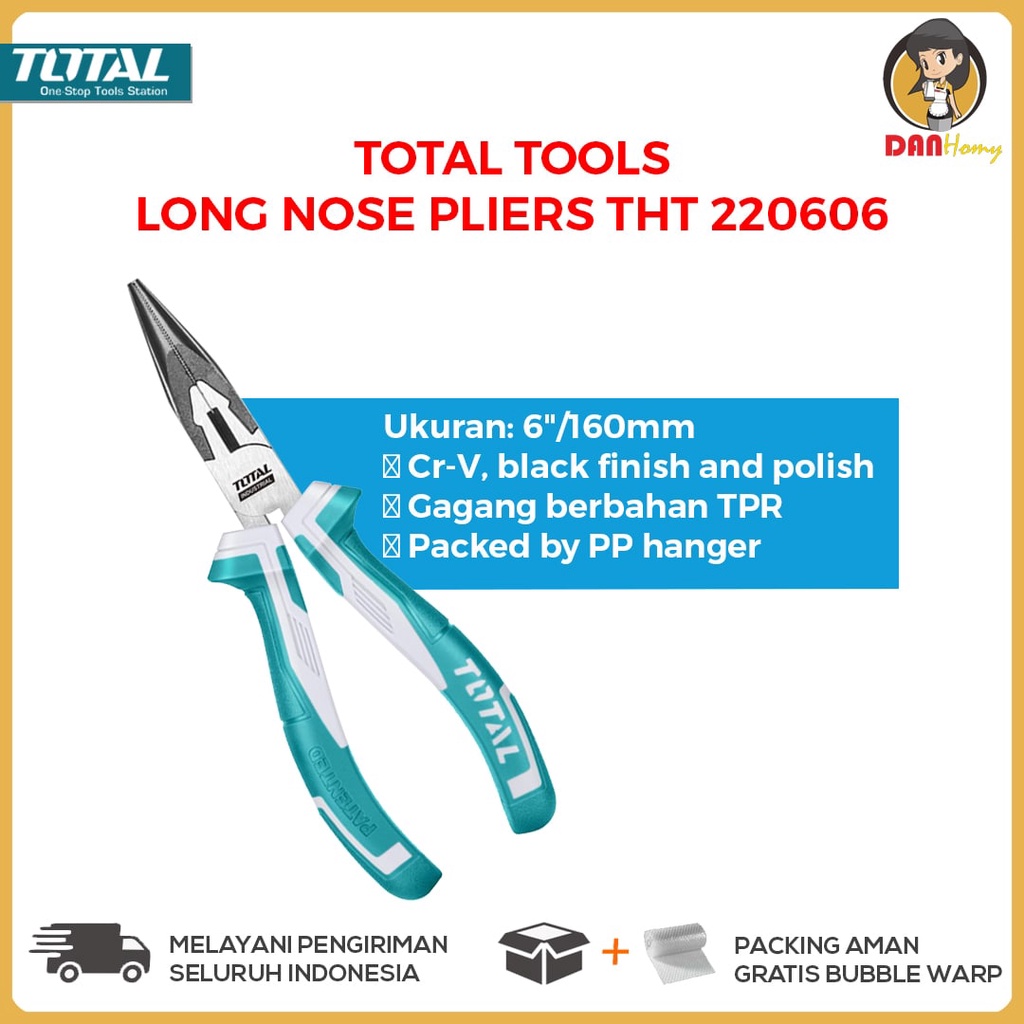 TANG LANCIP TOTAL TOOLS THT-220606 LONG NOSE PLIERS THT220606 TANG TUKANG UKURAN 6 INCH TANG MURAH O