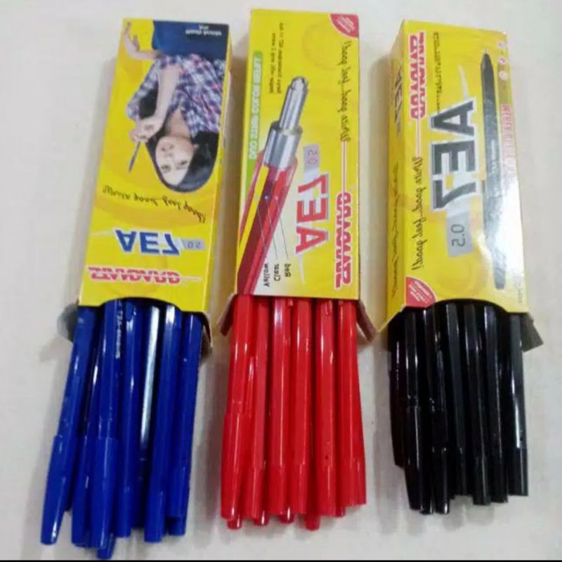 

1 BOX PULPEN STANDARD AE7 / AE7 KRISTAL / GREEBEL TECHNOLINE / STANDARD CASTELLO / BOLPOINT GROSIR
