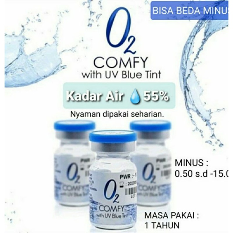 SOFTLENS BENING ORIGINAL O2 COMFY -0.50 s.d -20.00 SOFLEN MINUS TINGGI DIA.14.2mm Yearly Tahunan