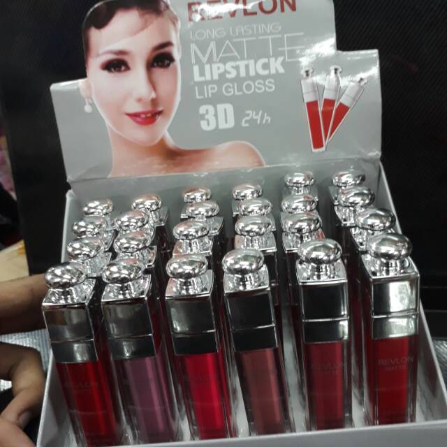 ( PER BOX ) LIPCREAM REVLON 3D MATTE LONG LASTING/ LIPGLOSS REVLON PENTOL ISI 24PC / REVLON MAHKOTA