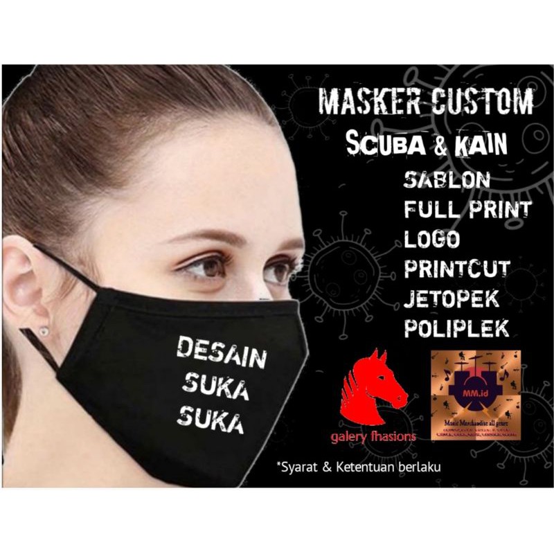 Masker duckbill + logo kain premium bisa dicuci ulang | dewasa, anak-anak | masker 3 ply kain premium custom logo sablon bordir fullprint
