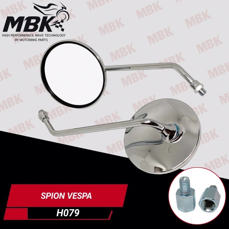 SPION VESPA HONDA YAMAHA SUZUKI KAWASAKI SPION BULAT KROM CHROME/HITAM universal all motor matic bebek motor besar